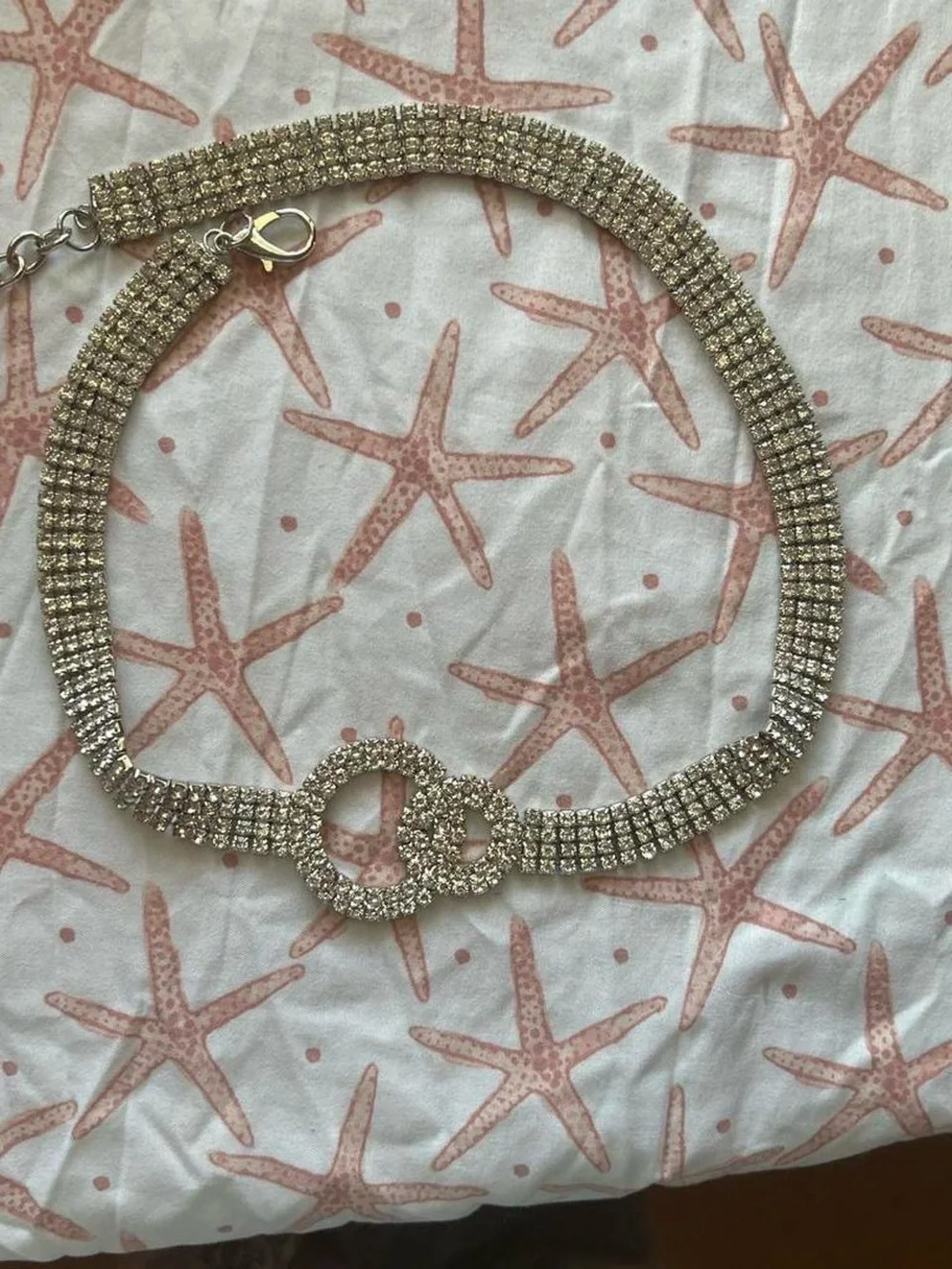 Rhinestone Circle Buckle Belt - Silver Sparkle
